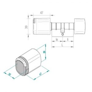 SALTO Neo cilinder blueprint afmetingen